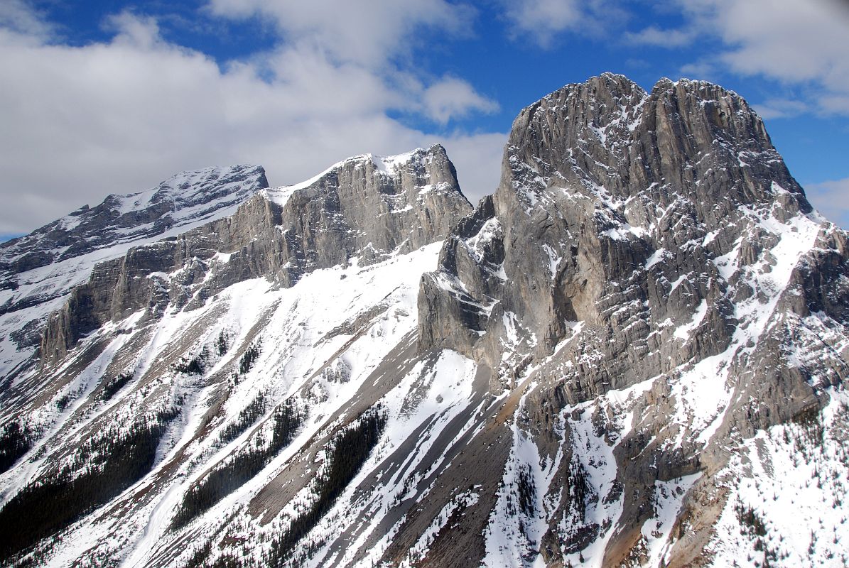 04 The Three Sisters - Faith Peak, Hope Peak and Charity Peak From Helicopter Above Canmore In Winter